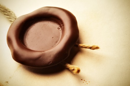 Wax seal on a document close upの写真素材