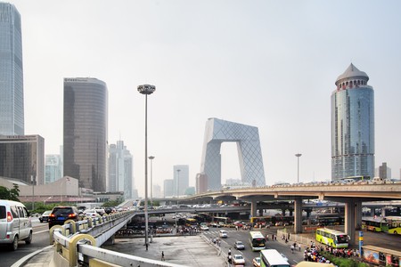 BEIJING - JUNE 3: Buildings of Beijing's business district,  June 3, 2010 in Beijing, China.  Beijing thrives today as the political and cultural ctnter of Chinaのeditorial素材