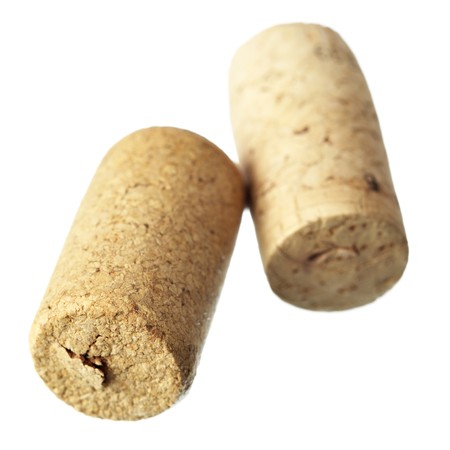 Two wine corks isolated over the white backgroundの写真素材