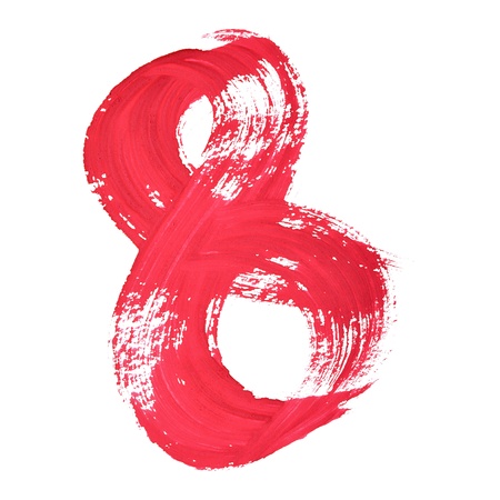 8 - Red handwritten digits over white backgroundの写真素材