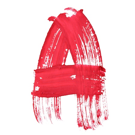 A - Red handwritten letters over white backgroundの写真素材