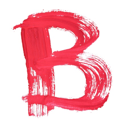 B - Red handwritten letters over white backgroundの写真素材