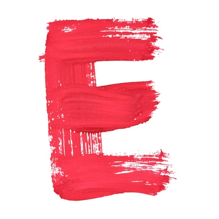 E - Red handwritten letters over white backgroundの写真素材