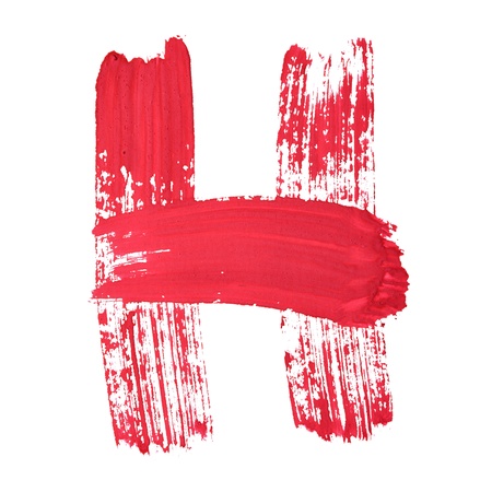H - Red handwritten letters over white backgroundの写真素材