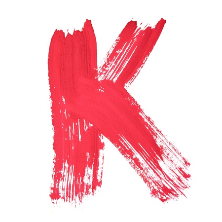 K - Red handwritten letters over white backgroundの写真素材