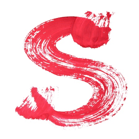 S - Red handwritten letters over white backgroundの写真素材