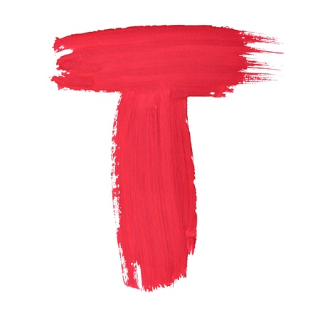 T - Red handwritten letters over white backgroundの写真素材