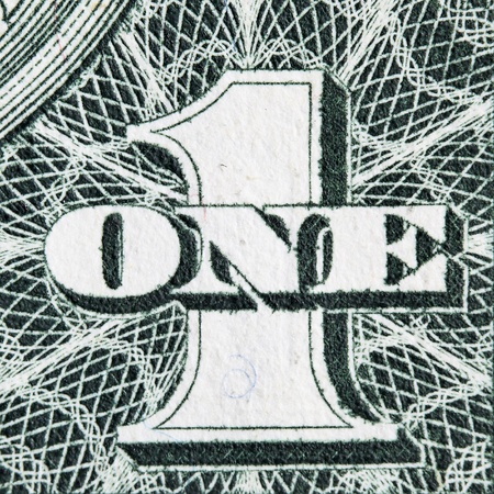Digit One from dollar banknote close-upの写真素材
