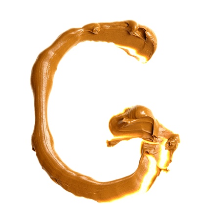 G - Colorful oil painted alphabet isolated over the white backgroundの写真素材