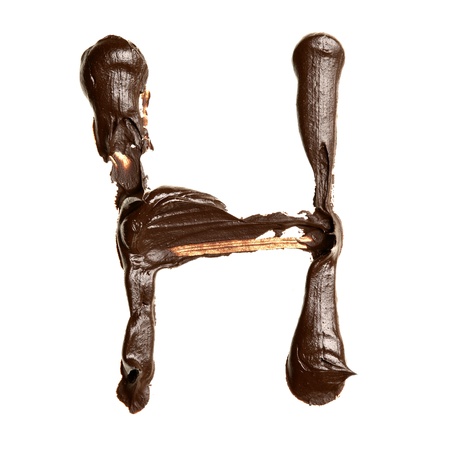 H - Colorful oil painted alphabet isolated over the white backgroundの写真素材