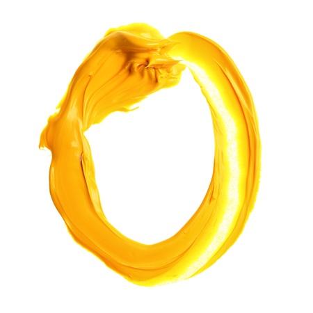 O - Colorful oil painted alphabet isolated over the white backgroundの写真素材