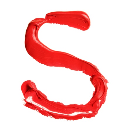 S - Colorful oil painted alphabet isolated over the white backgroundの写真素材