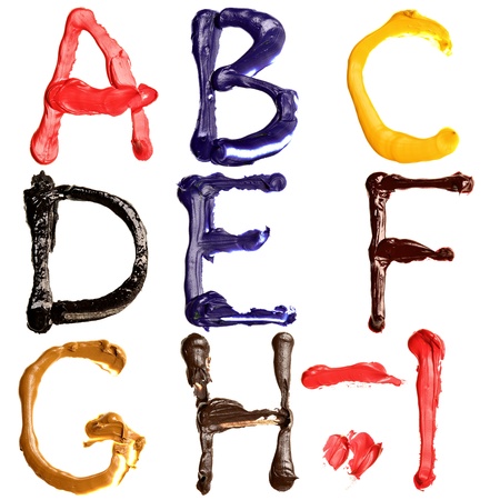 Colorful oil painted alphabet, Letters A - Iの写真素材
