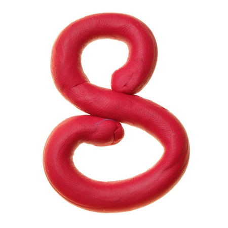 8 - Plasticine digits isolated over the white background