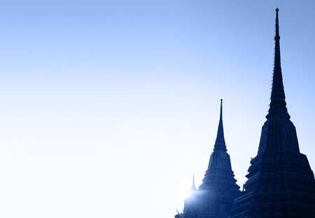 Silhouettes of stupas with copyspace,Thailandの写真素材
