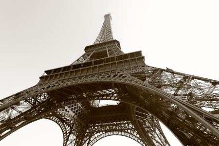 Eiffel tower, Paris. Black and white image sepia tonedの写真素材