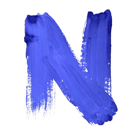 N - Blue handwritten letters over white backgroundの写真素材