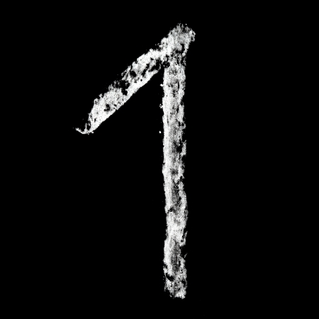 One - Chalk numbers over black backgroundの写真素材