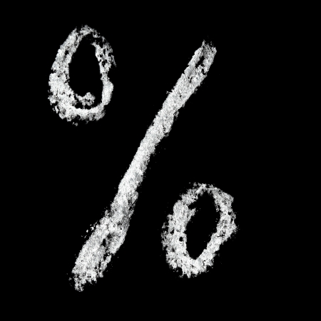 Percent sign  - Chalk numbers over black backgroundの写真素材