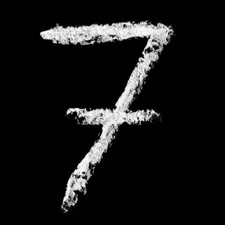 Seven - Chalk numbers over black backgroundの写真素材