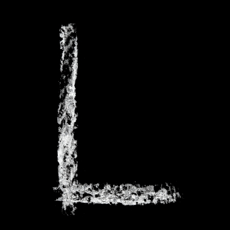 L - Chalk alphabet over black backgroundの写真素材