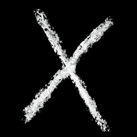X - Chalk alphabet over black backgroundの写真素材