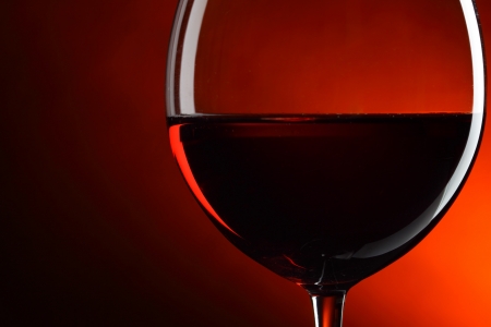Glass of red wine close-upの写真素材