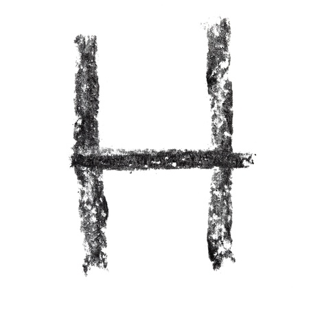 H - Hand-written charcoal alphabetの写真素材