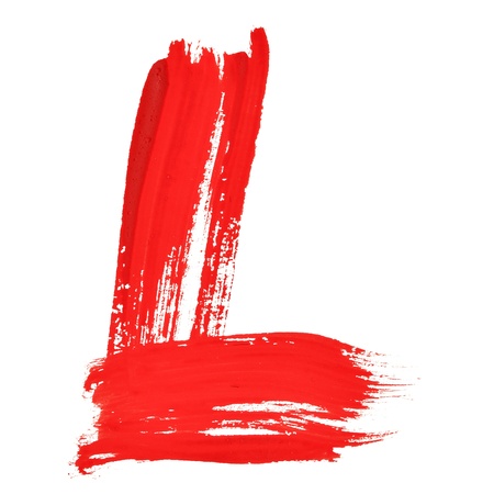 L - Red handwritten letters over white backgroundの写真素材