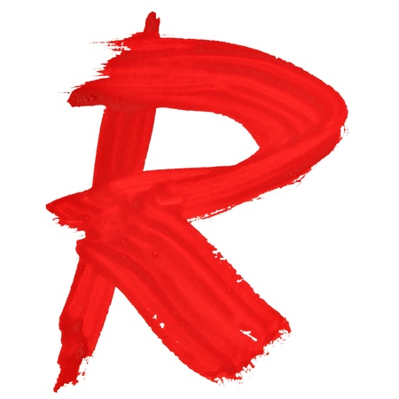 R - Red handwritten letters over white background R - Red handwritten letters over white background