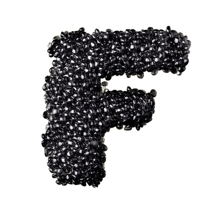 F - Alphabet made from black caviarの写真素材