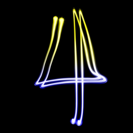 Four - Created by light colorful numbersの写真素材
