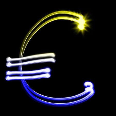 Euro sign - Created by light colorful numbersの写真素材