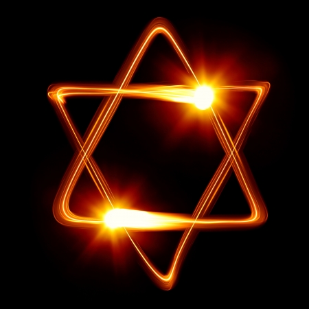Star of David created by lightの写真素材