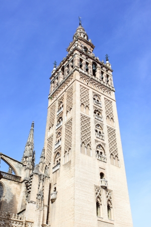 Cathedral with Giralda bell tower, symbol of Sevilleの写真素材