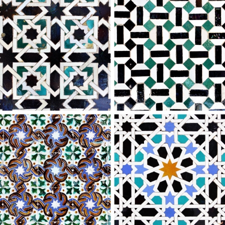 Ancient moorish ceramic tiles with patternの写真素材