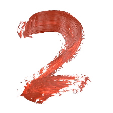 Two - Red numbers over white backgroundの写真素材