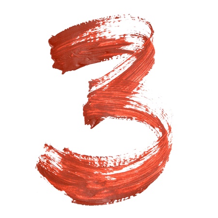 Three - Red numbers over white backgroundの写真素材