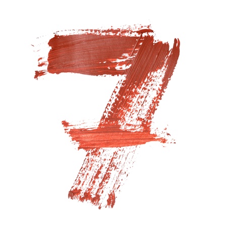 Seven - Red numbers over white backgroundの写真素材