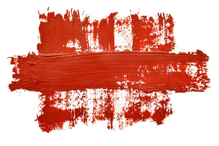 Red brush strokes isolated on the white backgroundの写真素材