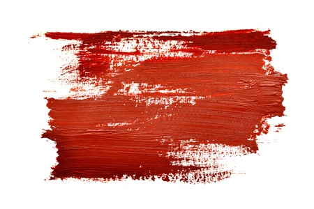 Red brush strokes isolated on the white backgroundの写真素材