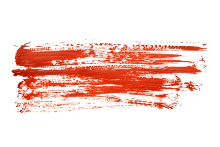 Red brush strokes over the white backgroundの写真素材