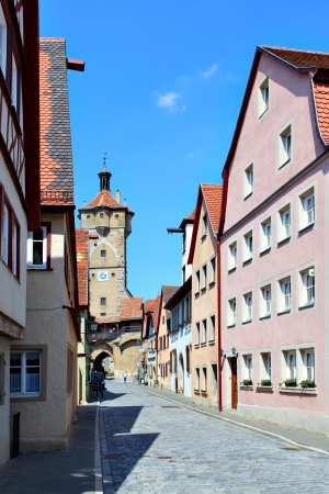 Old street in Rothenburg ob der Tauber,  Germanyの写真素材