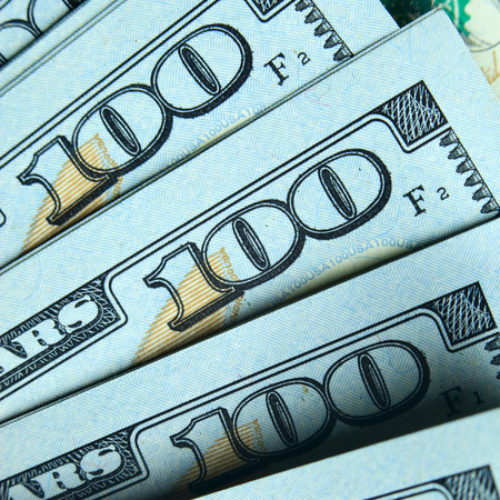 New hundred dollar bills close-up