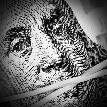 Money keeps silent  Corruption and crime conceptの写真素材