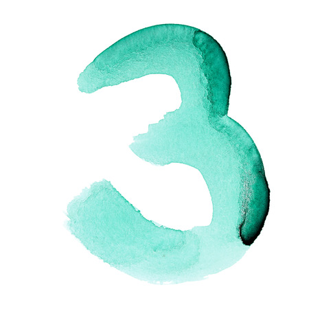 Three - Watercolor figures over white backgroundの写真素材