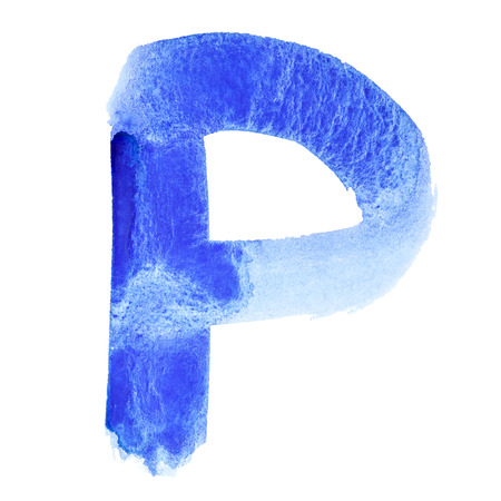 P - Watercolor letters over white backgroundの写真素材