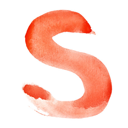 S - Watercolor letters over white backgroundの写真素材