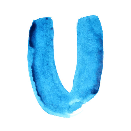 U - Watercolor letters over white backgroundの写真素材