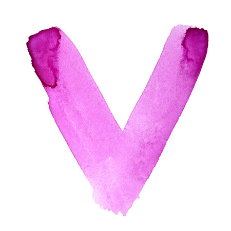 V - Watercolor letters over white backgroundの写真素材